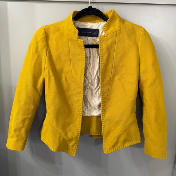 Zara Blazer Mustard Yellow Structered Blazer Size Small - Picture 5 of 8